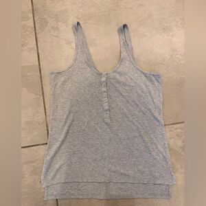 ATM Heather Gray With Gold Specks Ribbed Button Tank